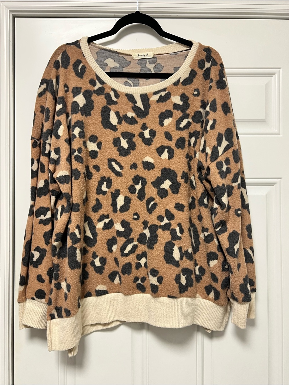 Leopard Print Knit Sweater - Camel/Black by Lovely J
